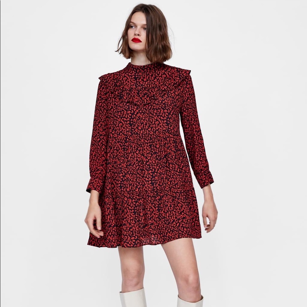 Zara Red Animal Print Dress